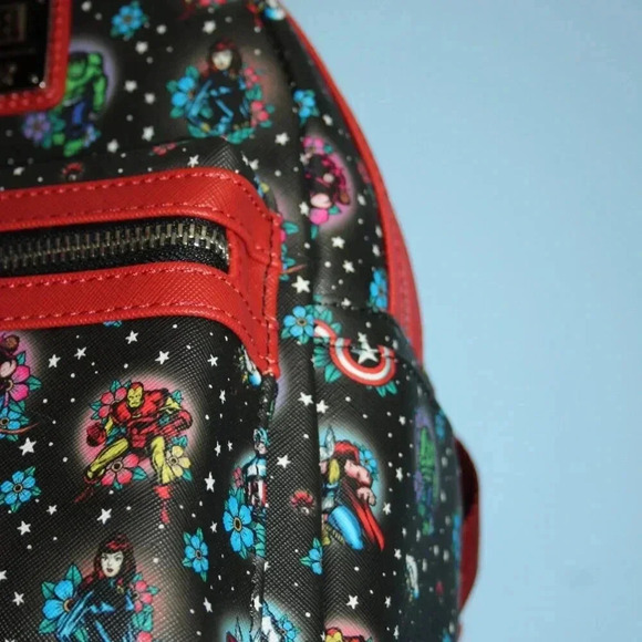 Loungefly Marvel Avengers Mini Backpack Floral Tattoo Print NWT - Picture 7 of 16